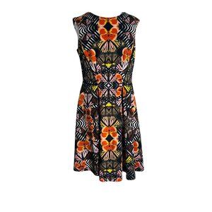 Established 1962 Womens Size 10 Butterfly Print Dress Sleeveless Black Orange
